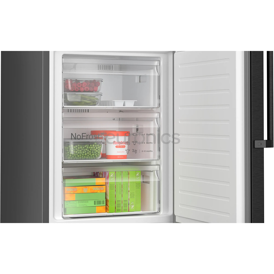 Bosch, NoFrost, 363 L, height 203 cm, black inox - Refrigerator