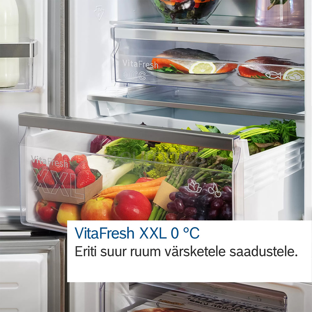 Bosch, NoFrost, 363 L, height 203 cm, black inox - Refrigerator