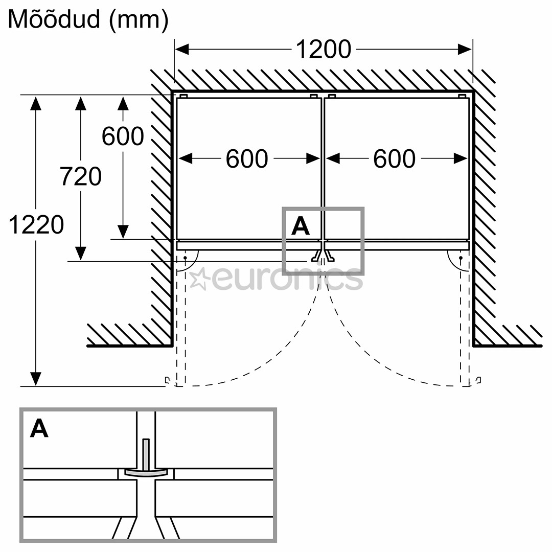 Bosch, NoFrost, 363 L, height 203 cm, black inox - Refrigerator