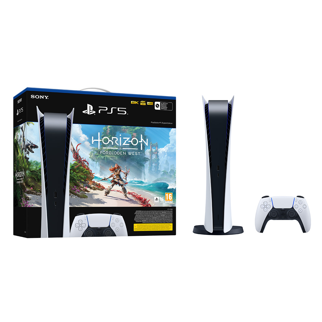 Sony PlayStation 5 Digital Horizon Bundle, 825 GB, valge/must - Mängukonsool ja mäng