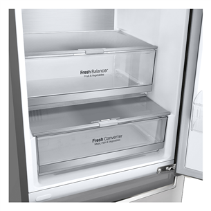 LG, NoFrost, 384 L, height 203 cm, inox - Refrigerator