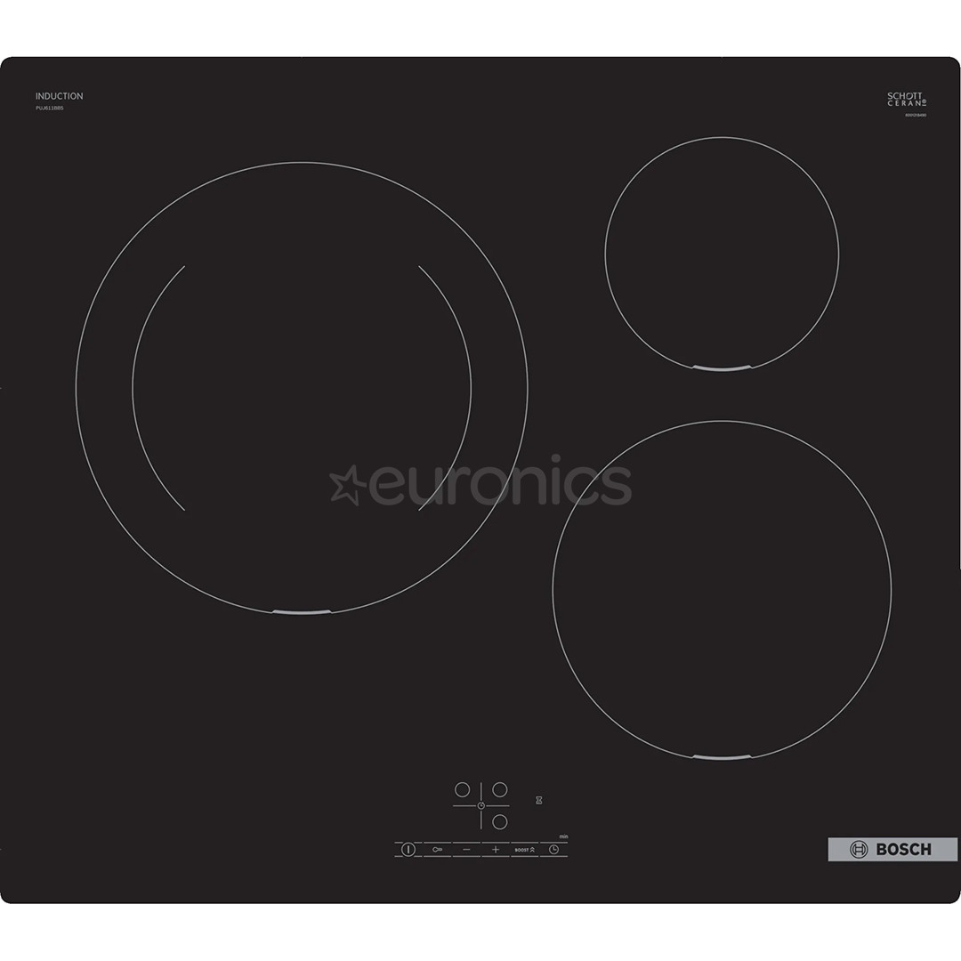 Bosch Serie 4, ширина 59,2 см, без рамы, черный - Интегрируемая индукционная варочная панель