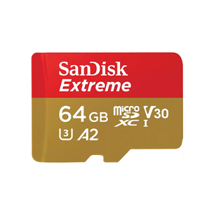 SanDisk Extreme, microSD, 64 GB - Memory card and adapter