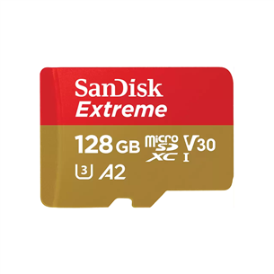 SanDisk Extreme, UHS-I, microSD, 128 GB - Memory card and adapter