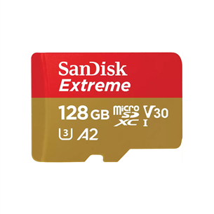 SanDisk Extreme, UHS-I, microSD, 128 GB - Mälukaart ja adapter