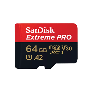 SanDisk Extreme Pro, UHS-I, microSD, 64 GB - Mälukaart ja adapter