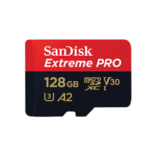 SanDisk Extreme Pro UHS-I, microSD, 128 GB - Mälukaart ja adapter