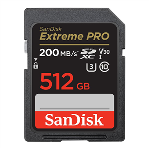 SanDisk Extreme Pro, UHS-I, SDXC, 512 GB, black - Memory card SDSDXXD-512G-GN4IN