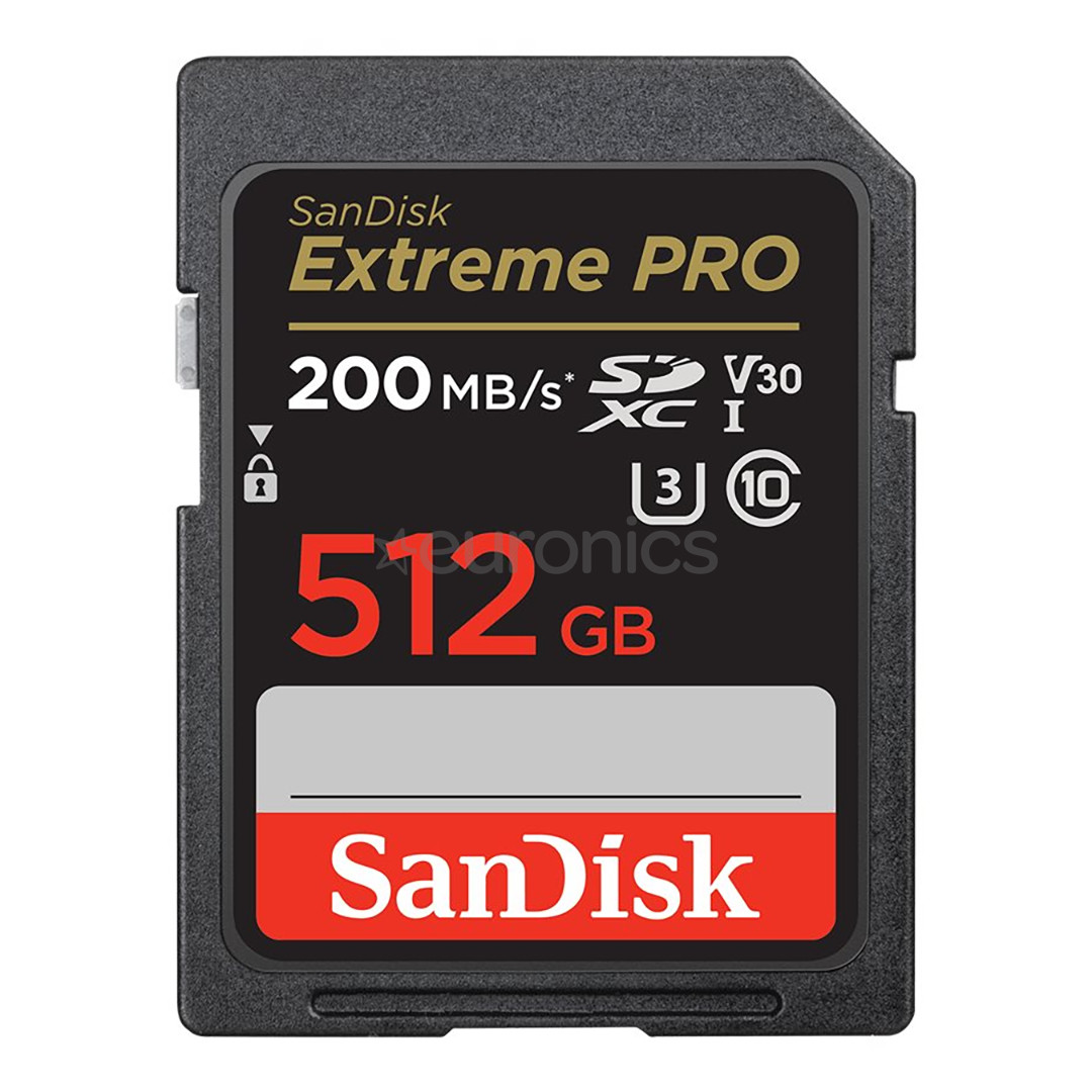 SanDisk Extreme Pro, UHS-I, SDXC, 512 GB, must - Mälukaart
