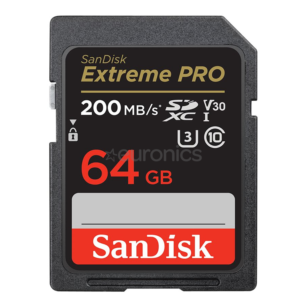 SanDisk Extreme Pro, UHS-I, SDXC, 64 GB - Mälukaart