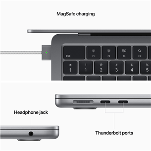 Apple MacBook Air 13 (2022), M2 8C/10C, 8 ГБ, 256 ГБ, SWE, серый - Ноутбук