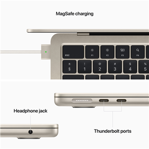Apple MacBook Air 13 (2022), M2 8C/10C, 8 ГБ, 256 ГБ, SWE, золотистый - Ноутбук