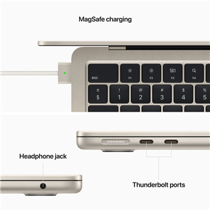 Apple MacBook Air 13" (2022), M2 8C/8C, 8 GB, 256 GB, SWE, kuldne - Sülearvuti