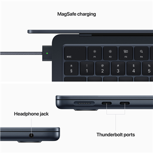 Apple MacBook Air 13" (2022), M2 8C/8C, 8 GB, 256 GB, SWE, must - Sülearvuti