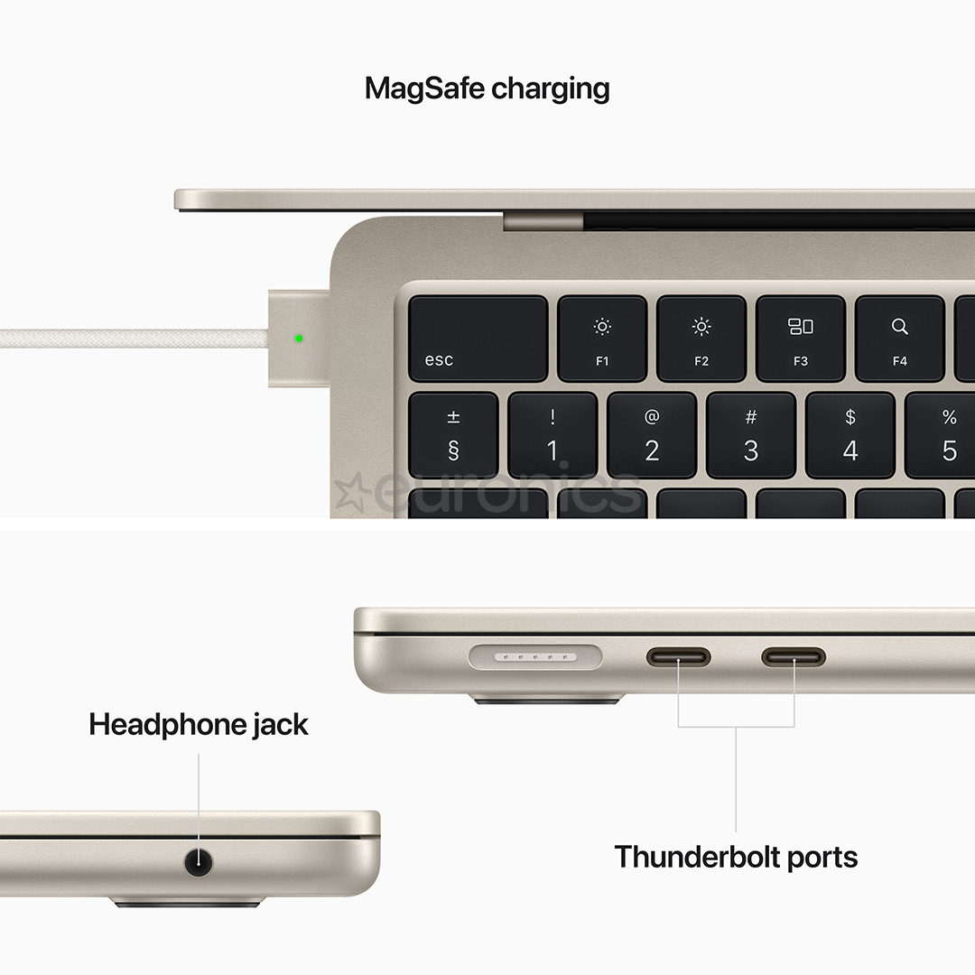Apple MacBook Air 13 (2022), M2 8C/10C, 8 ГБ, 512 ГБ, ENG, золотистый - Ноутбук