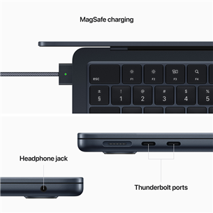 Apple MacBook Air 13" (2022), M2 8C/8C, 8 GB, 256 GB, ENG, must - Sülearvuti