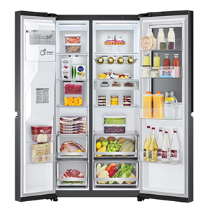 LG, InstaView, water & ice dispenser, 635 L, height 179 cm, black - SBS Refrigerator