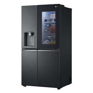 LG, InstaView, vee- ja jääautomaat veevõrguga, 635 L, kõrgus 179 cm, must - SBS-külmik
