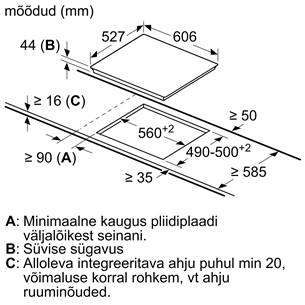 Bosch, laius 60,6 cm, terasraamiga, must - Integreeritav keraamiline pliidiplaat