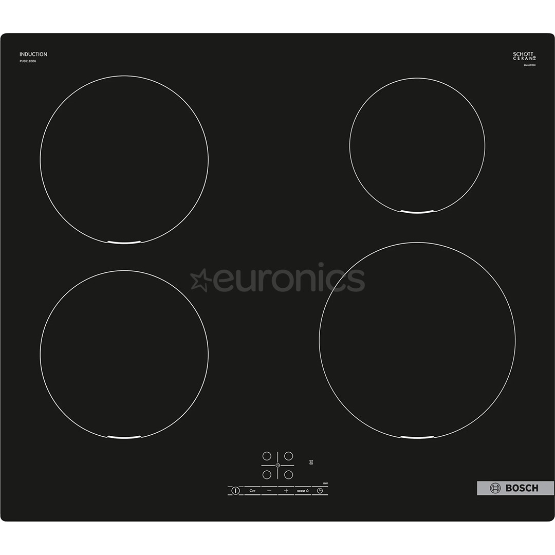 Bosch Serie 4, ширина 59,2 см, без рамы, черный - Интегрируемая индукционная варочная панель