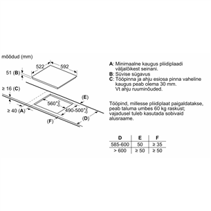 Bosch seeria 4, laius 59,2 cm, raamita, must - Integreeritav induktsioonpliidiplaat