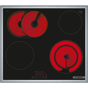 Bosch seeria 4, röstimisala, laius 58,3 cm, terasraamiga, must - Integreeritav keraamiline pliidiplaat PKN645BB2E