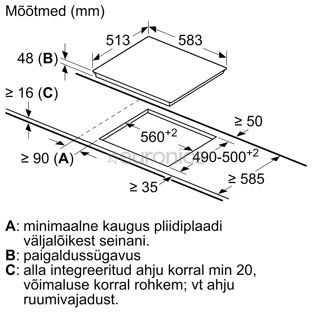 Bosch seeria 4, röstimisala, laius 58,3 cm, terasraamiga, must - Integreeritav keraamiline pliidiplaat