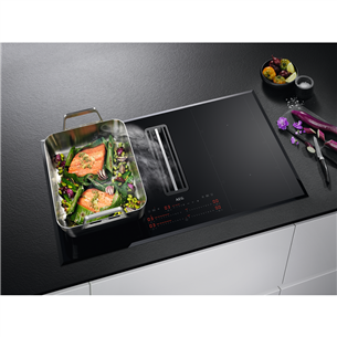 AEG, width 83 cm, frameless, black - Built-in Induction Hob with Cooker Hood