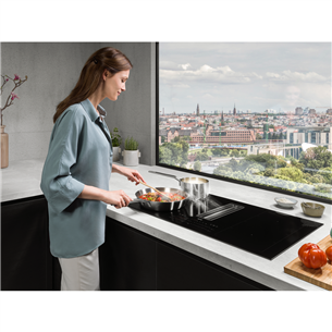 AEG, width 83 cm, frameless, black - Built-in Induction Hob with Cooker Hood