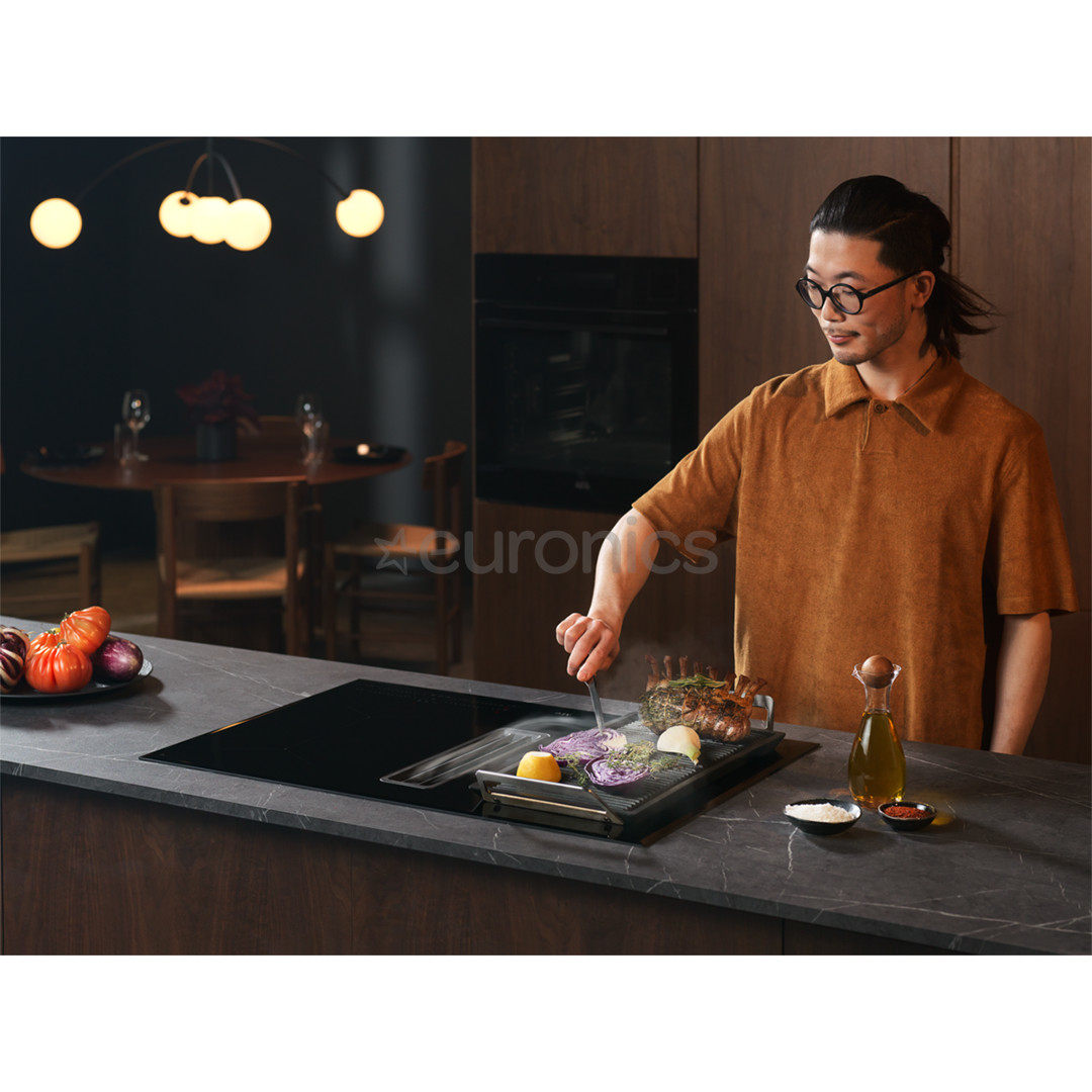 AEG 6000 Bridge, 80 см, черный - Интегрируемая индукционная варочная панель с вытяжкой