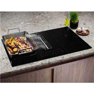 Electrolux, width 83 cm, frameless, black - Built-in Induction Hob with Cooker Hood