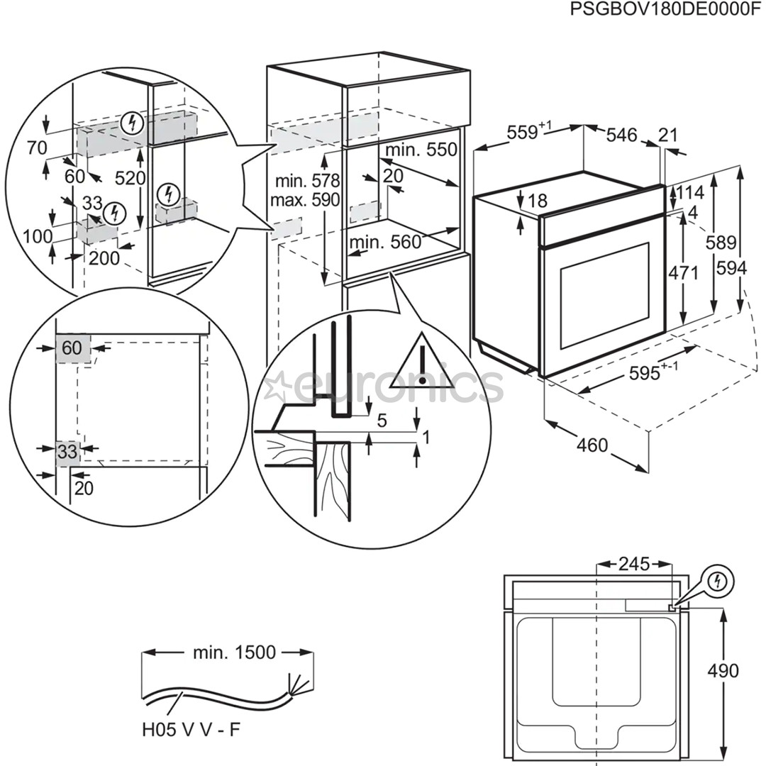 AEG AssistedCooking 8000, 71 L, pürolüütiline puhastus, must - Integreeritav ahi
