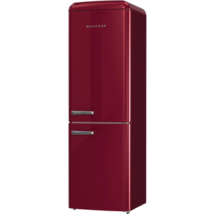Gorenje, NoFrost, 300 л, высота 194 см, темно-красный - Холодильник
