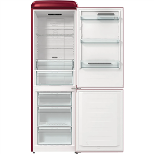 Gorenje, NoFrost, 300 L, kõrgus 194 cm, tumepunane - Külmik