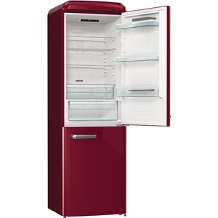 Gorenje, NoFrost, 300 L, height 194 cm, dark red - Refrigerator
