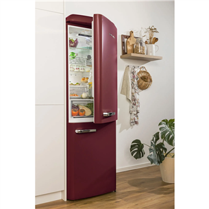 Gorenje, NoFrost, 300 L, height 194 cm, dark red - Refrigerator