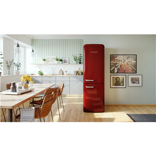 Gorenje, NoFrost, 300 л, высота 194 см, темно-красный - Холодильник