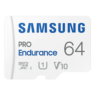 Samsung  Micro SDHC Endurance PRO + SD adapter, 64 GB, valge - Mälukaart MB-MJ64KA/EU