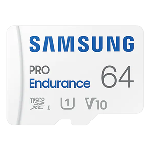 Samsung  Micro SDHC Endurance PRO + SD adapter, 64 GB, valge - Mälukaart