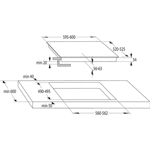 Hisense, laius 59,5 cm, raamita, must - Integreeritav induktsioonpliidiplaat