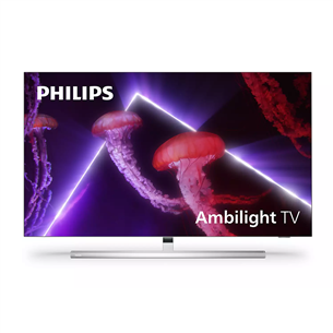 Philips OLED807, 65", 4K UHD, OLED, jalg keskel, hõbedane - Teler