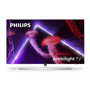 Philips OLED807, 65", 4K UHD, OLED, центральная подставка, серебристый - Телевизор