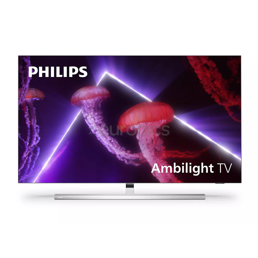 Philips OLED807, 65", 4K UHD, OLED, jalg keskel, hõbedane - Teler