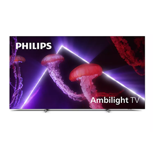 Philips OLED807, 77'', 4K UHD, OLED, боковые ножки, серебристый - Телевизор