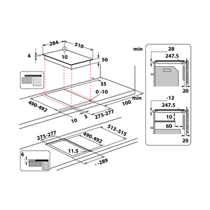 Whirlpool, laius 28,4 cm, raamita, must - Integreeritav induktsioonpliidiplaat