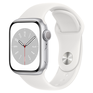 Apple Watch Series 8 GPS, Sport Band, 41 mm, silver - Smartwatch MP6K3EL/A
