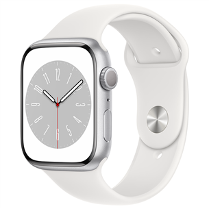 Apple Watch Series 8 GPS, Sport Band, 45mm, silver - Smartwatch MP6N3EL/A