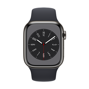Apple Watch Series 8 GPS + Cellular, Sport Band, 41 мм, графитовая нержавеющая сталь/темно-серый - Смарт-часы
