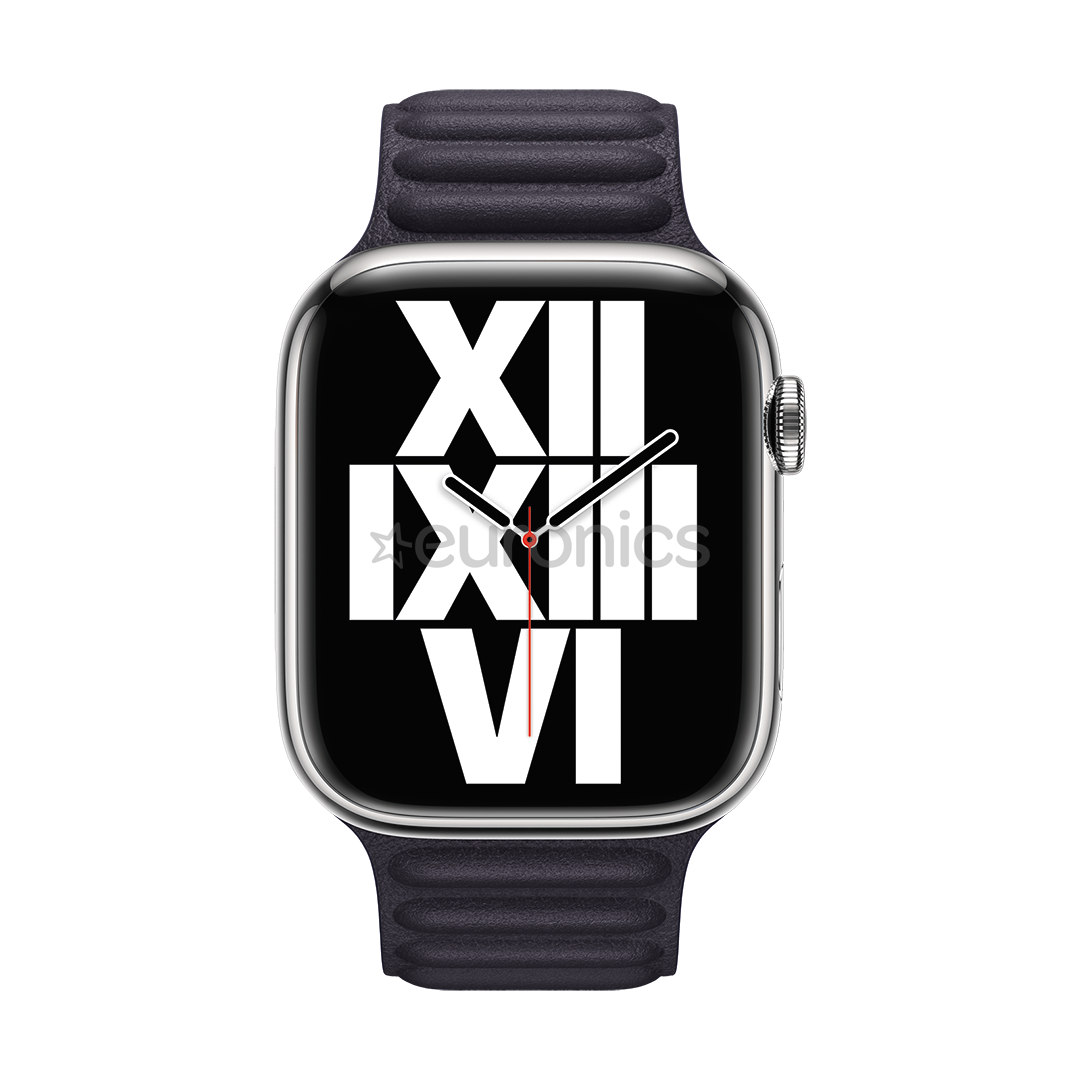 Apple Watch 45 мм, Leather Link, S/M, черный - Сменный ремешок