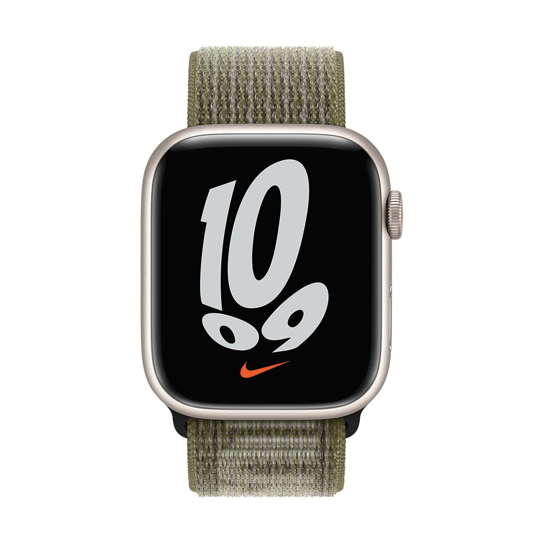 Apple Watch 45 мм, Nike Sport Loop, темно-зеленый - Сменный ремешок
